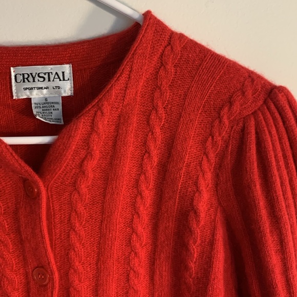 Wool Christmas Red cable knit vintage sweater EUC so SOFT and cozy - Picture 2 of 7